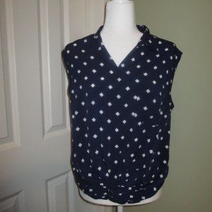 Soft Surroundings Navy & White Sleeveless Blouse M
